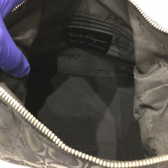 【10MK】Ferragamo Gancini Black Shoulder Bag sku# 85565 (gently used) - Picture 9 of 11